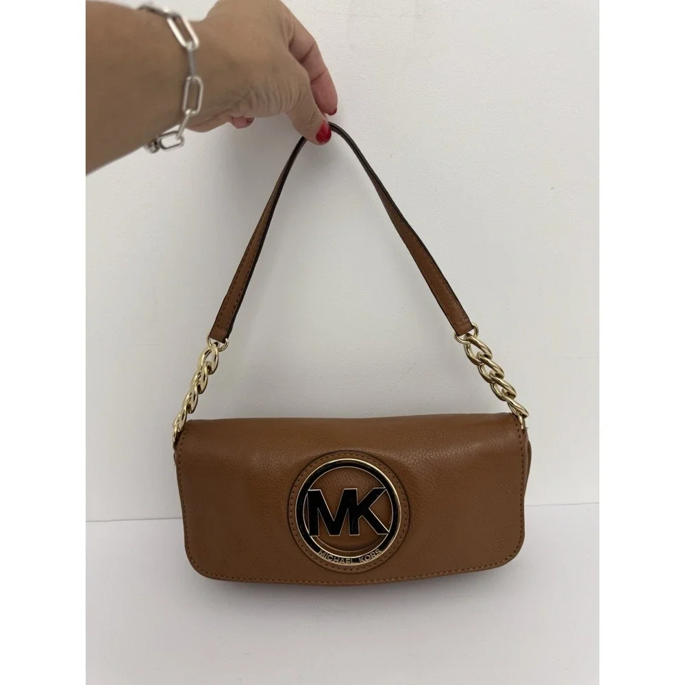 Michael Kors Fulton leather hobo bag caramel / tan color with gold hardware